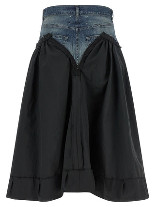 Multicolor Polyester Midi Skirt
