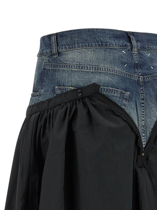 Multicolor Polyester Midi Skirt