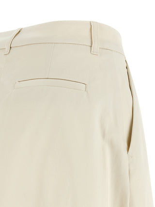 Beige Cotton Mini Skirt