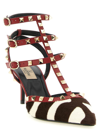 Multicolor Calfskin Mid Heel Pumps