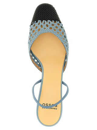 Blue Goatskin Mid Heel Pumps