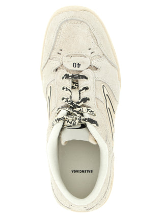 Beige Bovine Leather Platform Sneakers