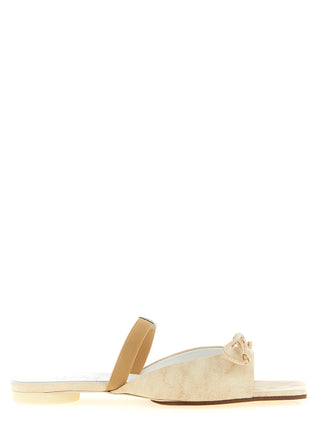 Beige Cowhide Slides