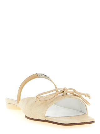 Beige Cowhide Slides