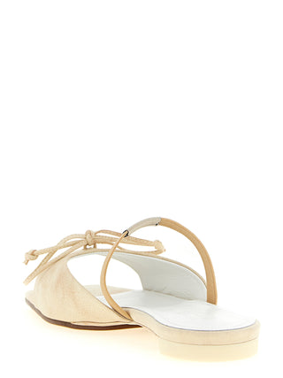 Beige Cowhide Slides