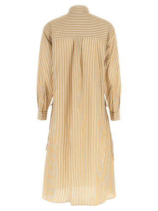 Beige Cotton Midi Dress