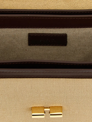 Beige Cotton Crossbody Bag
