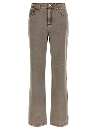 Brown Cotton Straight-Leg Jeans