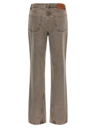 Brown Cotton Straight-Leg Jeans