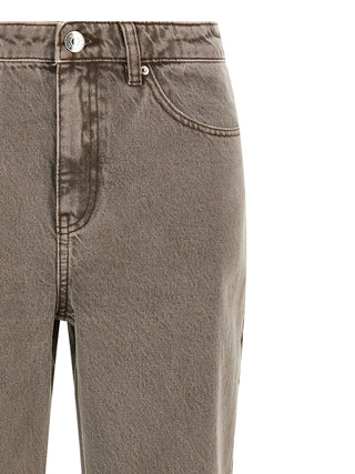 Brown Cotton Straight-Leg Jeans