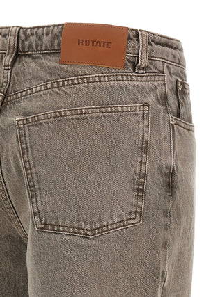 Brown Cotton Straight-Leg Jeans