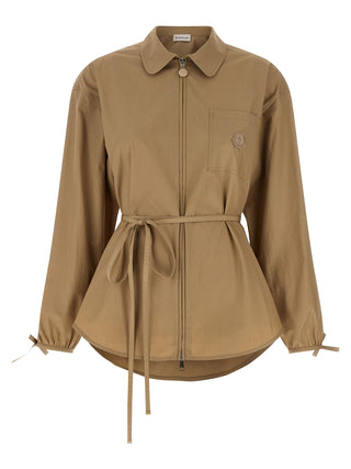 Beige Cotton Full-Length Jacket