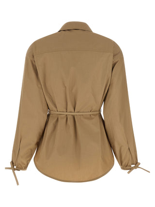 Beige Cotton Full-Length Jacket