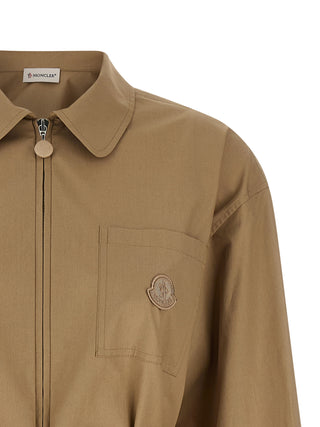 Beige Cotton Full-Length Jacket