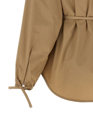 Beige Cotton Full-Length Jacket