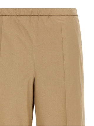 Beige Cotton Casual Pants