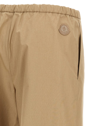 Beige Cotton Casual Pants