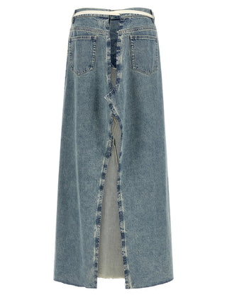 Blue Cotton Mini Skirt