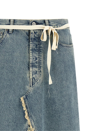 Blue Cotton Mini Skirt