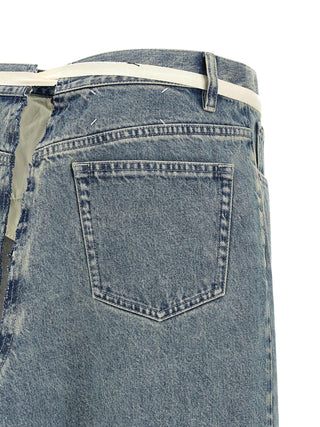Blue Cotton Mini Skirt