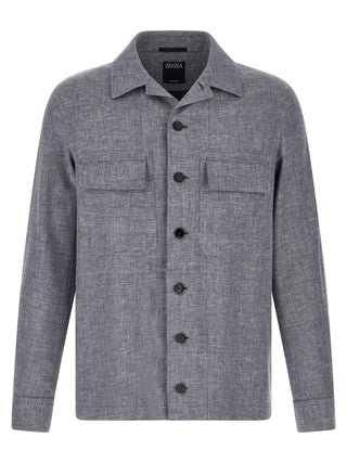 Blue Linen Blouse