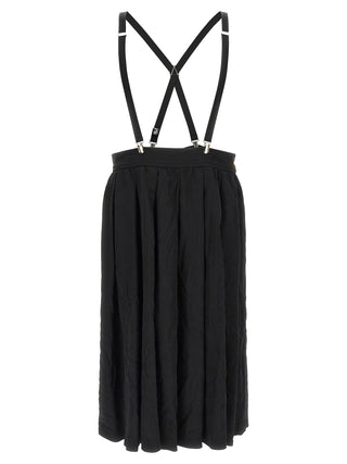 Black Polyester Midi Skirt