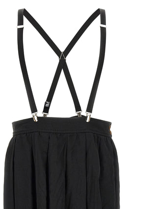 Black Polyester Midi Skirt