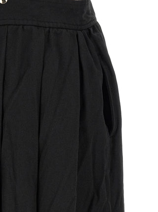Black Polyester Midi Skirt