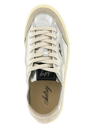 Silver Canvas Low Top Sneakers