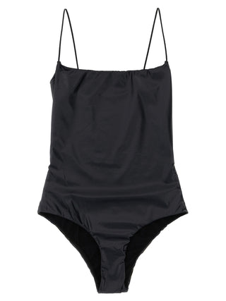 Black Polyester One-Piece Swimsuit