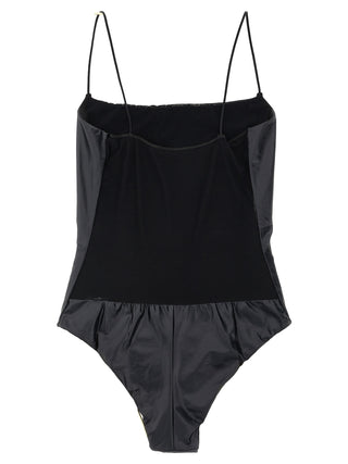 Black Polyester One-Piece Swimsuit