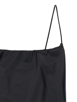 Black Polyester One-Piece Swimsuit