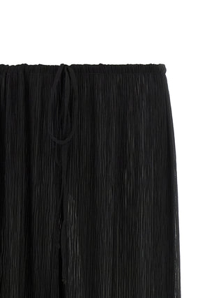 Black Polyester Casual Pants