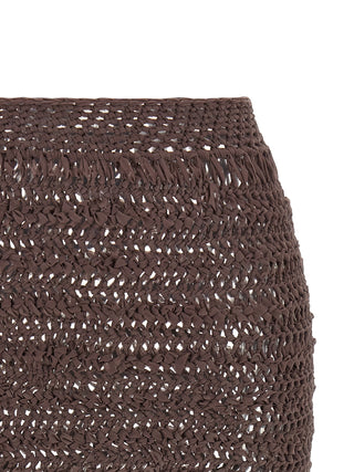 Brown Polyester Midi Skirt