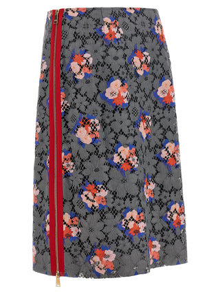 Gray Cotton Midi Skirt