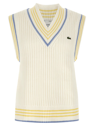 White Cotton Sleeveles Sweater