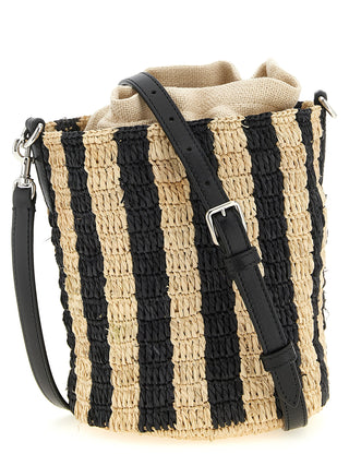 Bolso de hombro de paja negro