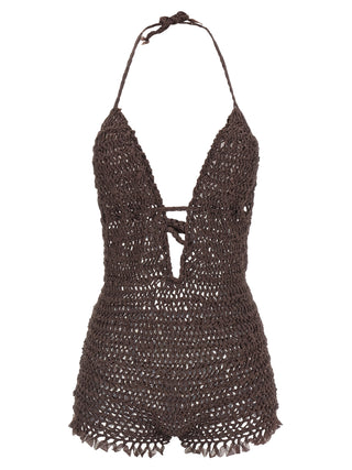 Brown Polyester Jumpsuit