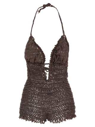 Brown Polyester Jumpsuit