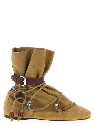 Beige Calfskin Ankle Boots