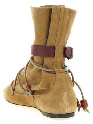 Beige Calfskin Ankle Boots