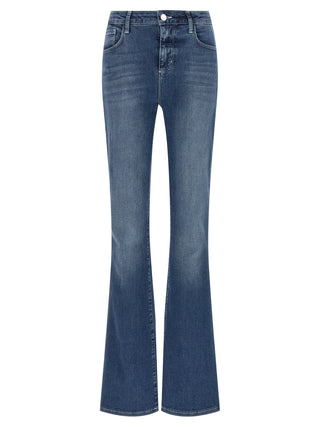 Blue Cotton Flared Jeans
