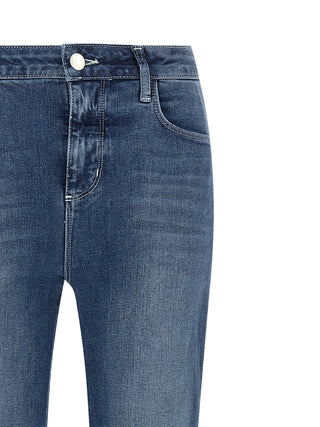 Blue Cotton Flared Jeans