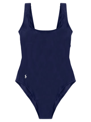 Blue Nylon One-Piece Swimsuit