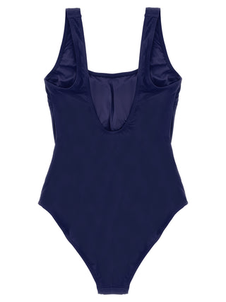 Blue Nylon One-Piece Swimsuit