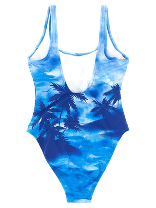 Blue Nylon One-Piece Swimsuit