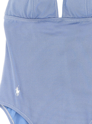 Blue Nylon One-Piece Swimsuit