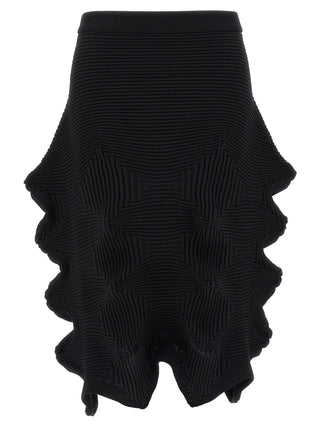Black Polyester Midi Skirt