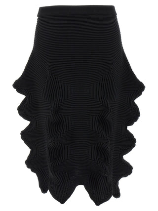 Black Polyester Midi Skirt