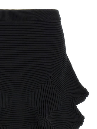 Black Polyester Midi Skirt